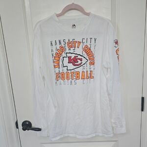 Majestic White Kansas City Chiefs Football Long Sleeve Shirt